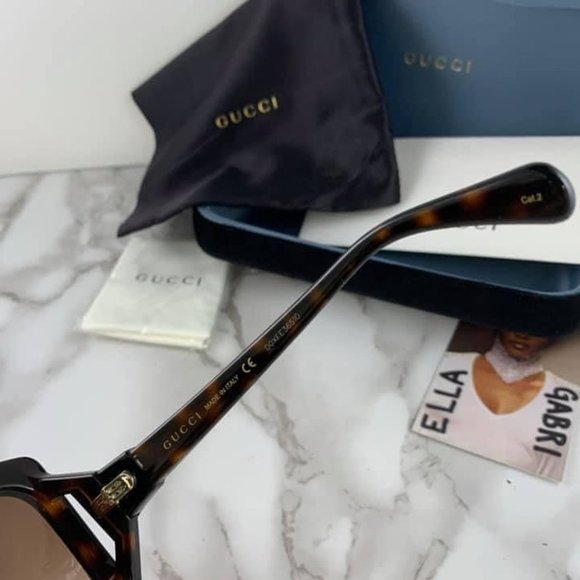 NEW Gucci GG0876S 002 Dark Havana Square Oversized Sunglasses